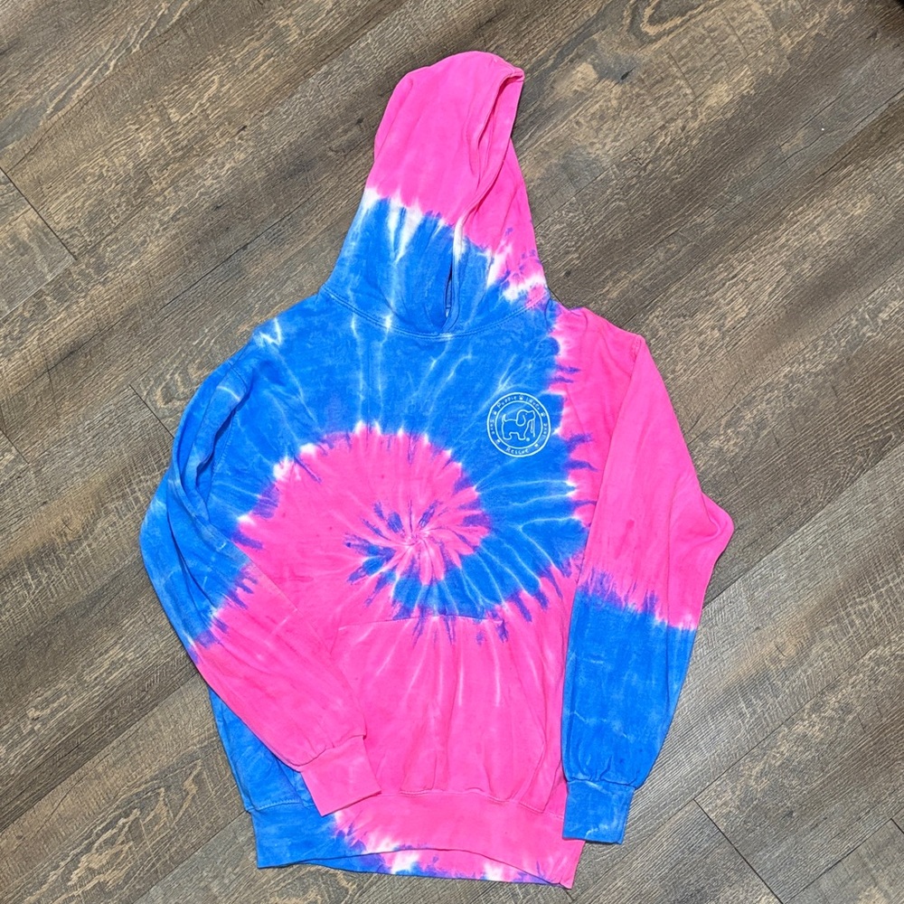 Puppy Love Pink and Blue Tie-Dye Kids Hoodie